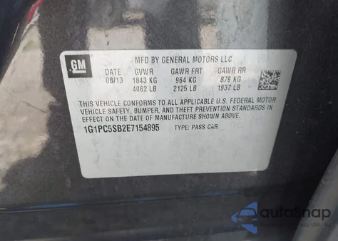 2014 Chevrolet Cruze 1Lt Auto from USA, damaged, VIN 1G1PC5SB2E7154895